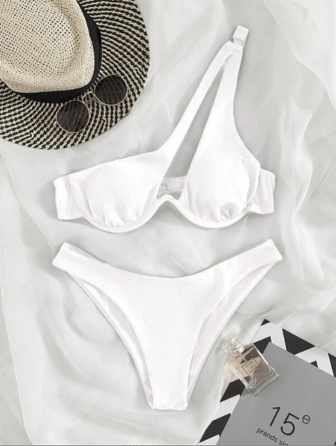 SUPER WHOLESALE | Pit Material Pactchwork Not Symmetrical Cropping Swimwear