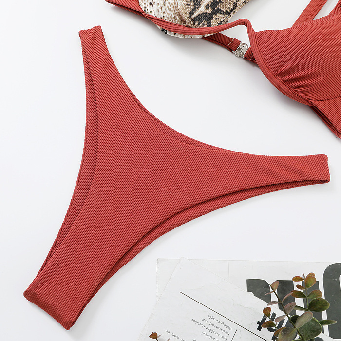 SUPER WHOLESALE | Pit Material Pactchwork Not Symmetrical Cropping Swimwear