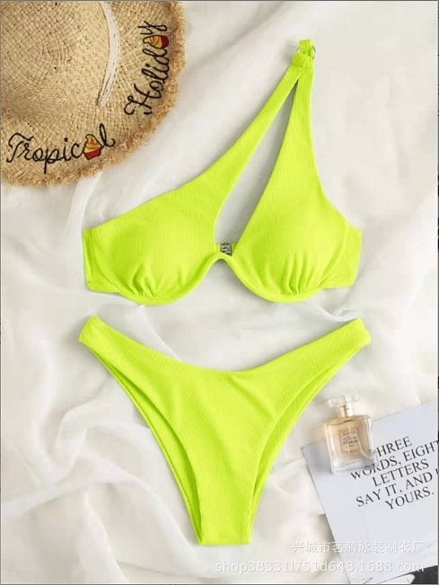 SUPER WHOLESALE | Pit Material Pactchwork Not Symmetrical Cropping Swimwear