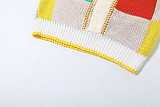 SUPER WHOLESALE | Colour-block Knitted Pearl Decor Skirt Set