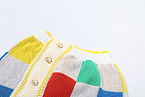 SUPER WHOLESALE | Colour-block Knitted Pearl Decor Skirt Set