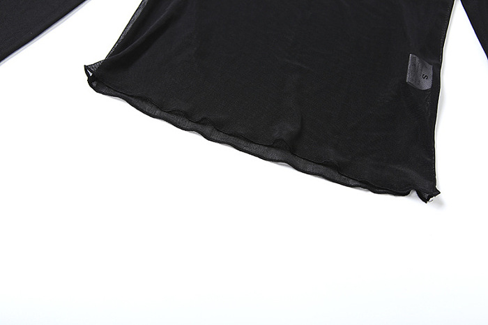 SUPER WHOLESALE | See-through Printed Long Sleeve Top