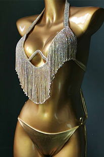 SUPER WHOLESALE | Metal Construction Tassel Bling Bling Bikini