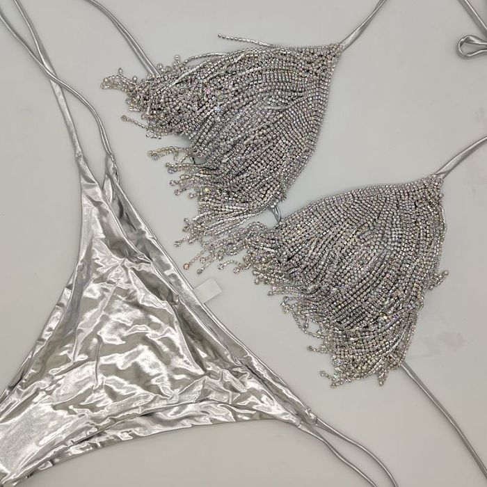 SUPER WHOLESALE | Metal Construction Tassel Bling Bling Bikini