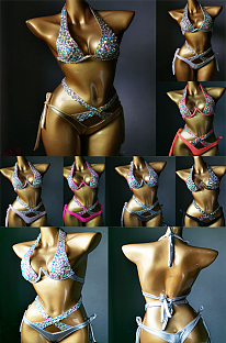 SUPER WHOLESALE | Colored Rhinestone Bling Bling Bikini