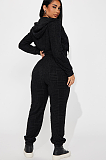 SUPER WHOLESALE |  Embroidered Hooded Zipper Long Casual Sportswear Suit