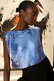 SUPER WHOLESALE | Sequins Off Shoulder T-Shirt Top in Blue