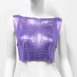 SUPER WHOLESALE | Sequins Off Shoulder T-Shirt Top in Rose Red