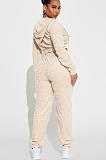 SUPER WHOLESALE |  Embroidered Hooded Zipper Long Casual Sportswear Suit