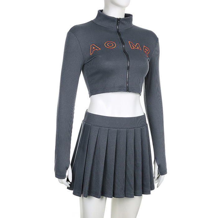 SUPER WHOLESALE | Pit Material Denims Skirt Set in Grey
