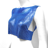 SUPER WHOLESALE | Sequins Off Shoulder T-Shirt Top in Blue
