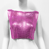 SUPER WHOLESALE | Sequins Off Shoulder T-Shirt Top in Rose Red