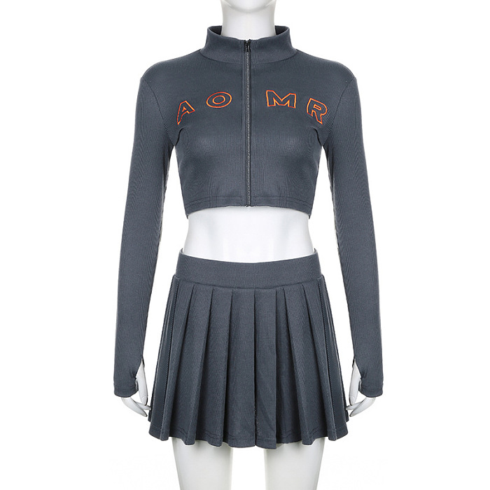 SUPER WHOLESALE | Pit Material Denims Skirt Set in Grey