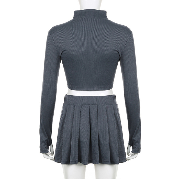 SUPER WHOLESALE | Pit Material Denims Skirt Set in Grey