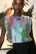 SUPER WHOLESALE | Sequins Off Shoulder T-Shirt Top in Multi