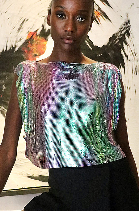 SUPER WHOLESALE | Sequins Off Shoulder T-Shirt Top in Multi