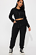 SUPER WHOLESALE |  Embroidered Hooded Zipper Long Casual Sportswear Suit