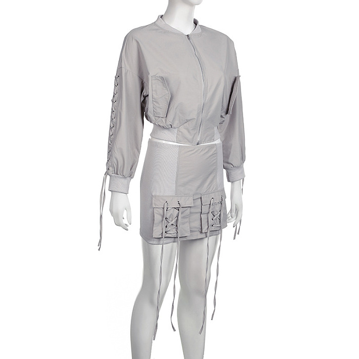 SUPER WHOLESALE | Tracking Top & Skirt Bottom with Criss-cross Details