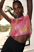 SUPER WHOLESALE | Sequins Off Shoulder T-Shirt Top in Pink