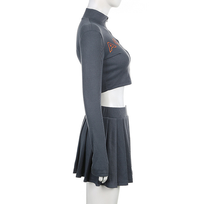 SUPER WHOLESALE | Pit Material Denims Skirt Set in Grey