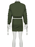 SUPER WHOLESALE | Tracking Top & Skirt Bottom with Criss-cross Details