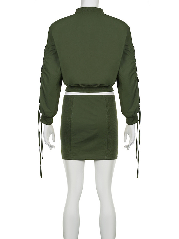 SUPER WHOLESALE | Tracking Top & Skirt Bottom with Criss-cross Details