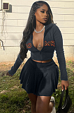 SUPER WHOLESALE | Pit Material Denims Skirt Set in Grey