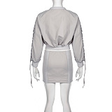SUPER WHOLESALE | Tracking Top & Skirt Bottom with Criss-cross Details