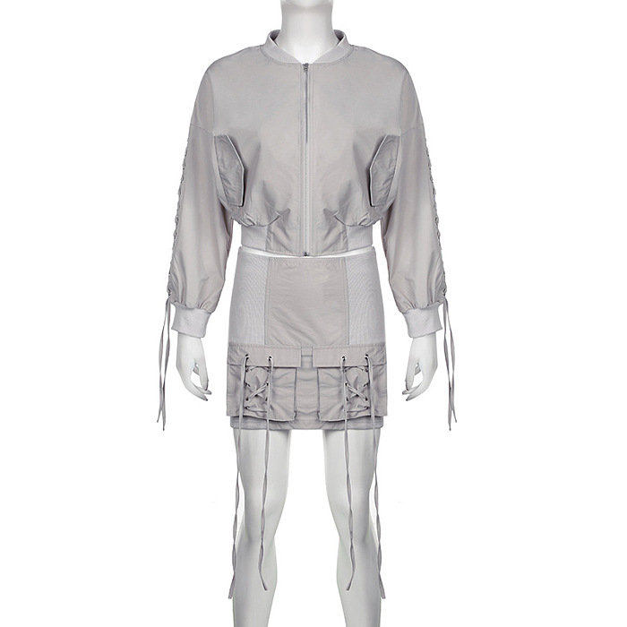 SUPER WHOLESALE | Tracking Top & Skirt Bottom with Criss-cross Details