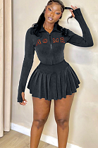 SUPER WHOLESALE | Pit Material Denims Skirt Set in Grey