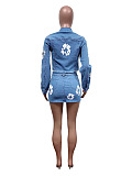 SUPER WHOLESALE |  Flower Graph Printed Denim Skirt Set