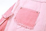 SUPER WHOLESALE | Two Tones Turtle Neck Denim Set