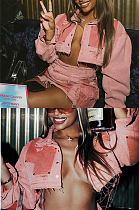 SUPER WHOLESALE | Two Tones Turtle Neck Denim Set