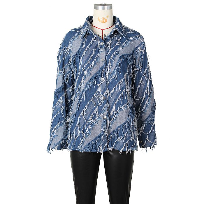 SUPER WHOLESALE | Denim Jacket Top with Tassel