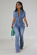 WHOLESALE | Denim Blue Elastic Button Up Jumpsuit