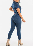 WHOLESALE | Denim Blue Elastic Button Up Jumpsuit
