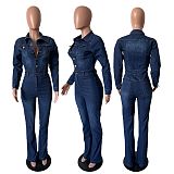WHOLESALE | Dark Blue Elastic Button Up Jumpsuit