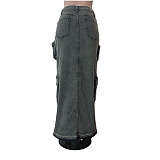 WHOLESALE | Denim Pockets Front Split Skirt