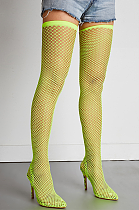 SUPER WHOLESALE | Over-the-Knee Rhinestone Mesh High Heels in Green