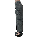WHOLESALE | Denim Pockets Front Split Skirt