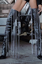 SUPER WHOLESALE | Chain Decor Knee High Boots