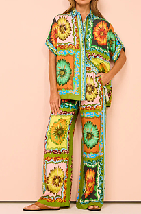 WHOLESALE | Oversize Daisy Pattern Printed Short Bottom & Shirt Top Set