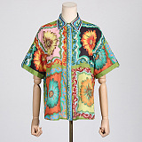 WHOLESALE | Oversize Daisy Pattern Printed Short Bottom & Shirt Top Set