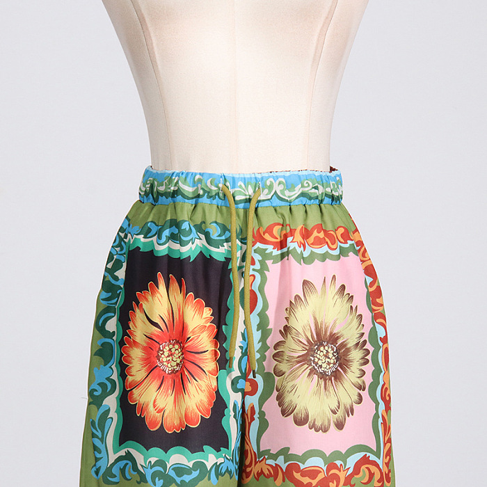 WHOLESALE | Oversize Daisy Pattern Printed Short Bottom & Shirt Top Set