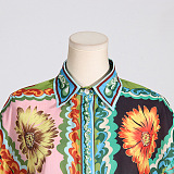 WHOLESALE | Oversize Daisy Pattern Printed Short Bottom & Shirt Top Set