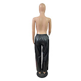 SUPER WHOLESALE | Rivet Deco Pu Material Pants
