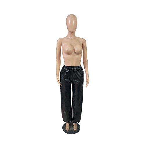 SUPER WHOLESALE | Rivet Deco Pu Material Pants