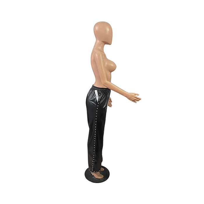 SUPER WHOLESALE | Rivet Deco Pu Material Pants