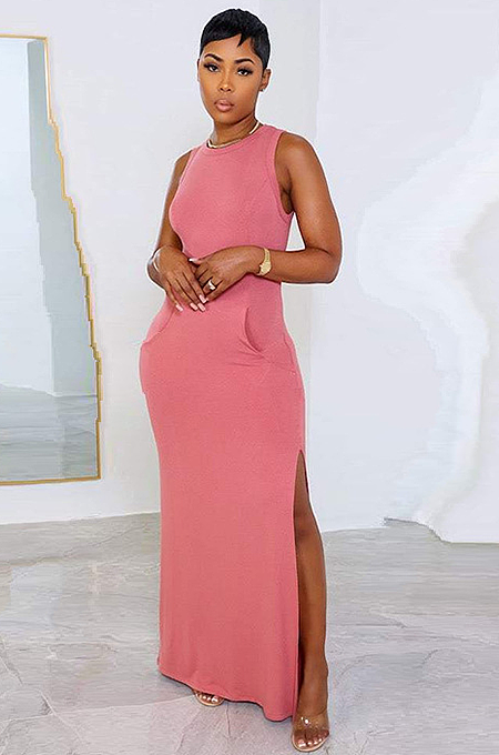 SUPER WHOLESALE | Side Split Long Dress