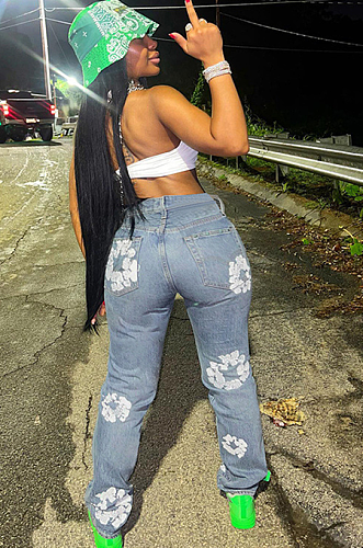 SUPER WHOLESALE | Printed Carrot Jeans